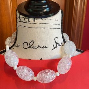 Vintage Lucite white beaded necklace 18”